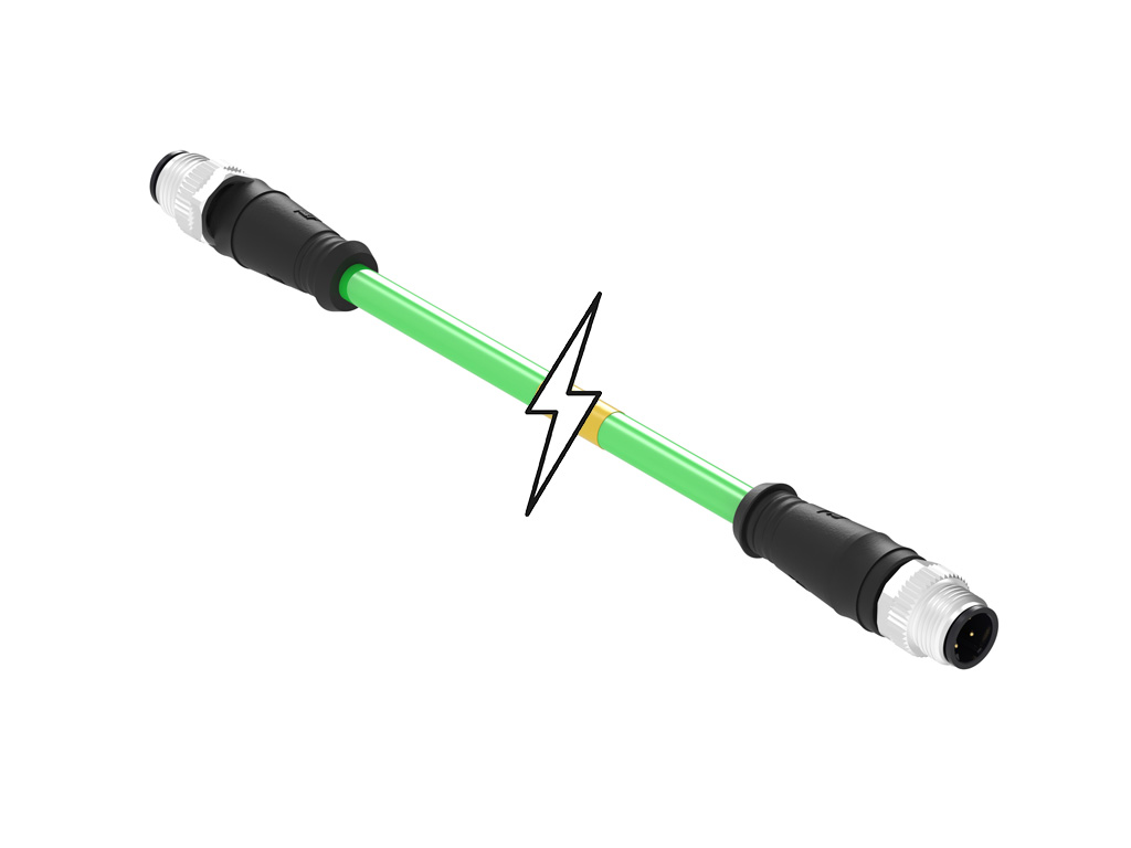 MOLEX 1201088313 Micro-Change (M12) Double-Ended Cordset, 4 Poles, D-Coded, Male (Straight) to Male (Straight), Green TPU WSOR Cable, 22 AWG, 15.0m (49.21') Length