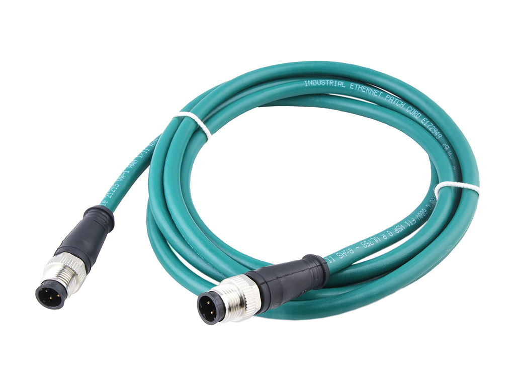 MOLEX 1201088421 Micro-Change (M12) Double-Ended Cordset, 4 Poles, D-Coded, Male (Straight) to Male (Straight), 24 AWG, Teal TPU Cable, 2.0m (6.56') Length