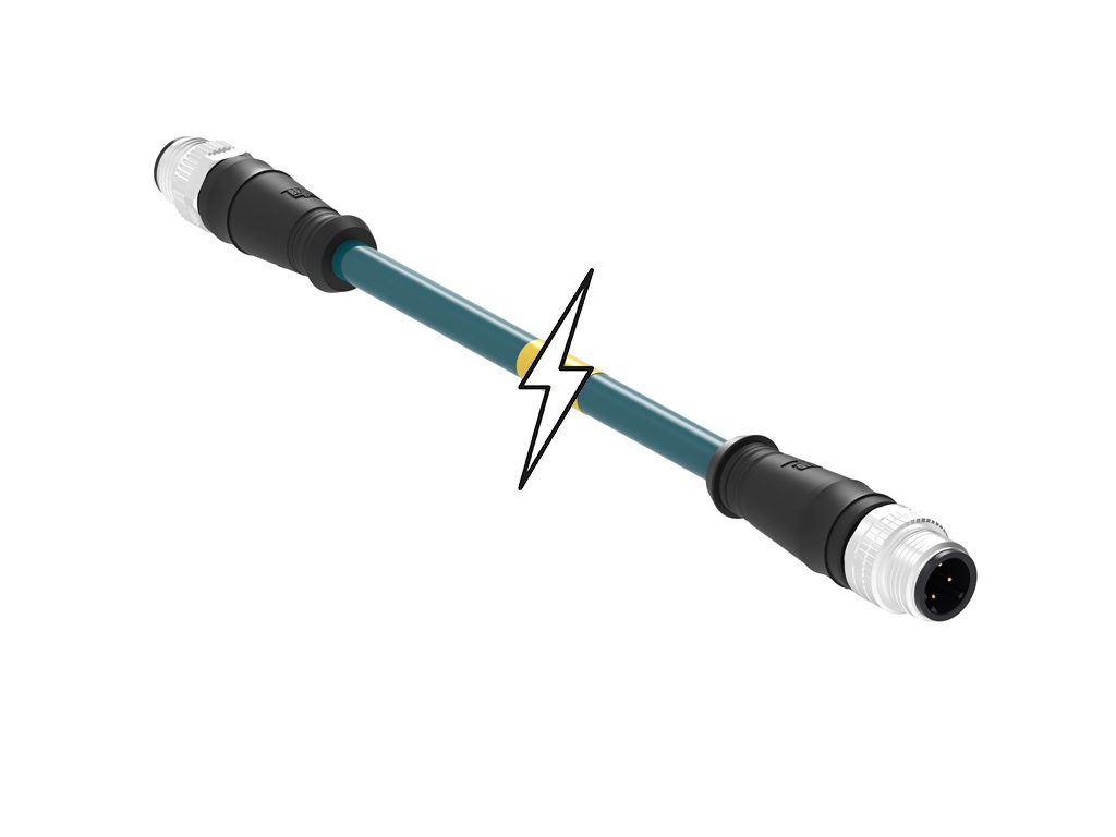MOLEX 1201088427 Micro-Change (M12) Double-Ended Cordset, 4 Poles, D-Coded, Male (Straight) to Male (Straight), 24 AWG, Teal TPU Cable, 10.0m (32.81') Length