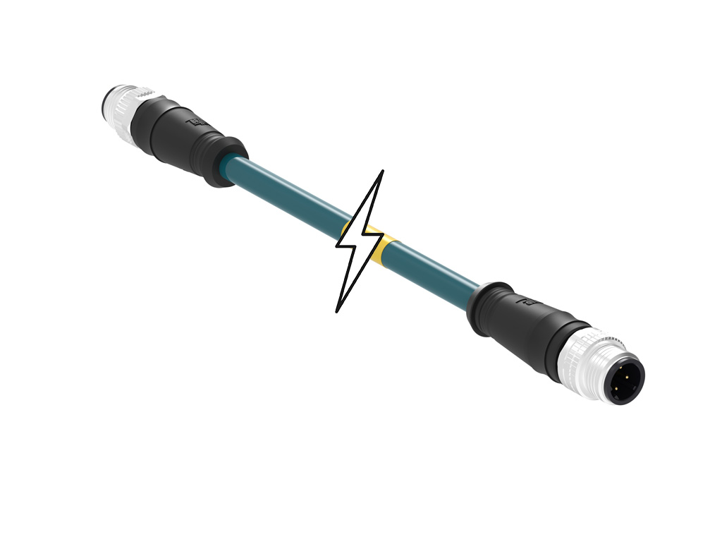 MOLEX 1201088429 Micro-Change (M12) Double-Ended Cordset, 4 Poles, D-Coded, Male (Straight) to Male (Straight), 24 AWG, Teal TPU Cable, 15.0m (49.21') Length