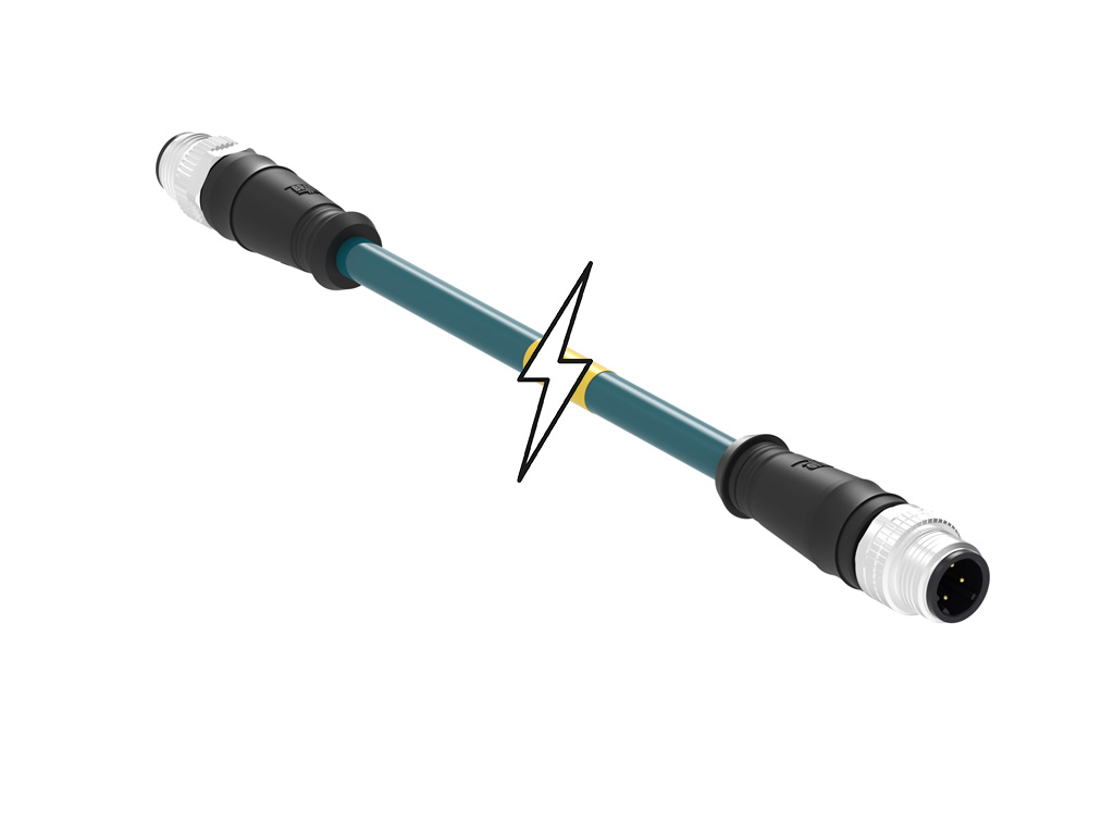 MOLEX 1201088435 Micro-Change (M12) Double-Ended Cordset, 4 Poles, D-Coded, Male (Straight) to Male (Straight), 24 AWG, Teal TPU Cable, 30.0m (98.40') Length