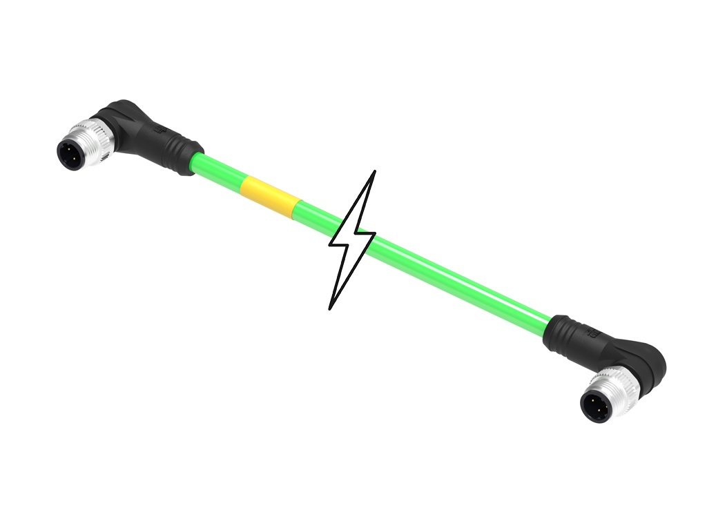 MOLEX 1201088726 Micro-Change (M12) Double-Ended Cordset, 4 Poles, D-Coded, Male (90°) to Male (90°), Green TPU WSOR Cable, 22 AWG, 20.0m (65.62') Length
