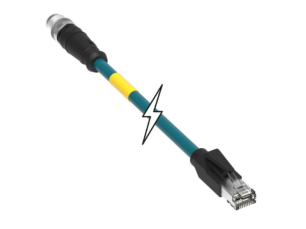 MOLEX 1203410501 Micro-Change (M12) to Standard RJ-45 CAT6A Double-Ended Cordset, 8 Poles, X-Coded, Male (Straight) to Male RJ-45 (Straight), 26 AWG, Green Shielded PUR Cable, 1.0m (3.28') Length