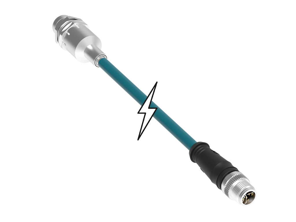 MOLEX 1203410700 Micro-Change (M12) CAT6A Double-Ended Cordset, 8 Poles, X-Coded, Female (Straight) to Male (Straight), 26 AWG, Green Shielded PUR Cable, 0.50m (1.64') Length