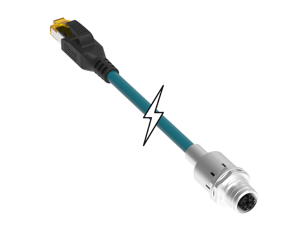 MOLEX 1203410757 Micro-Change (M12) to Standard RJ-45 CAT6A Double-Ended Cordset, 8 Poles, X-Coded, Female (Straight) to Male RJ-45 (Straight), 26 AWG, Green Shielded PUR Cable, 15.0m (49.21') Length
