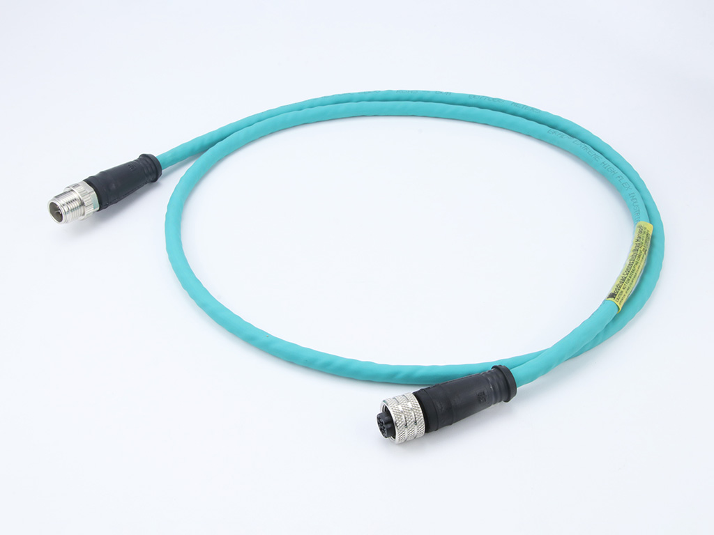 MOLEX 1203410812 Micro-Change (M12) Double-Ended Cordset, 8-Pole X-Coded Male (Straight) to 4-Pole D-Coded Female (Straight), 24 AWG, Teal TPE Cable, 1.0m (3.28') Length