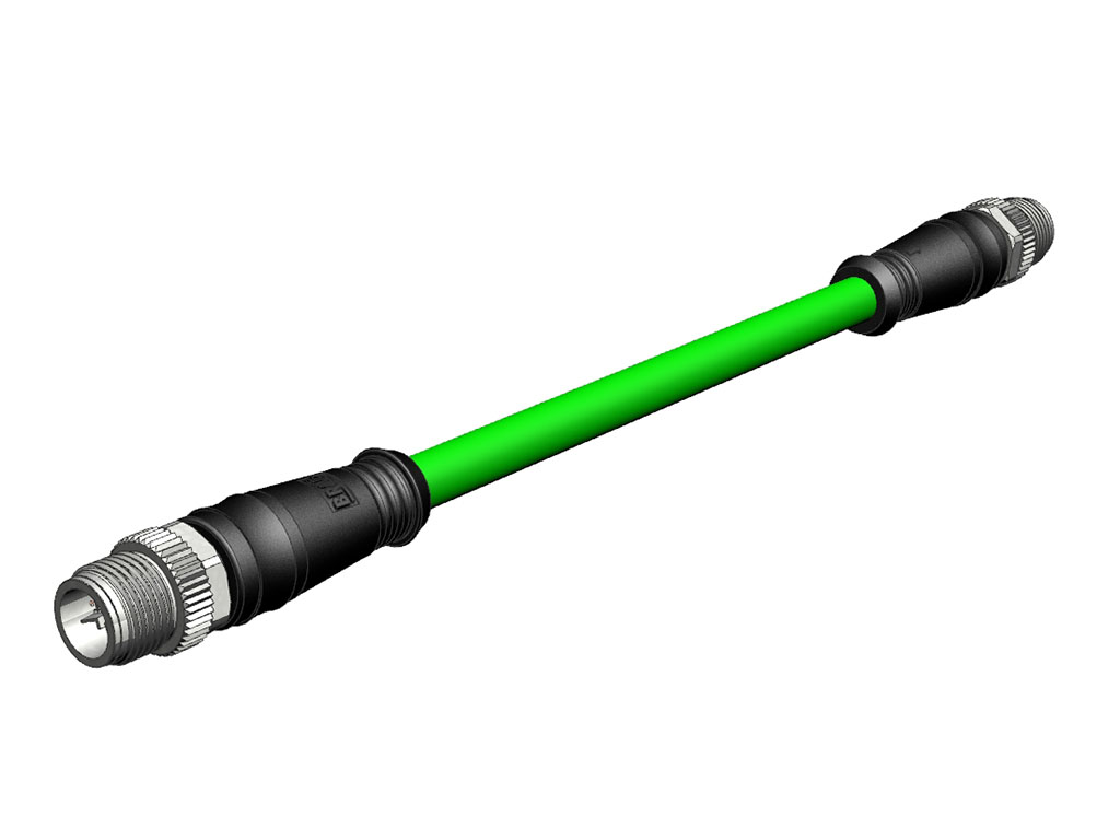 MOLEX 1203410945 Micro-Change (M12) CAT6A Double-Ended Cordset, 8 Poles, X-Coded, Male (Straight) to Male (Straight), 26 AWG, Green Teal Shielded TPE Cable, 23.0m (75.46') Length