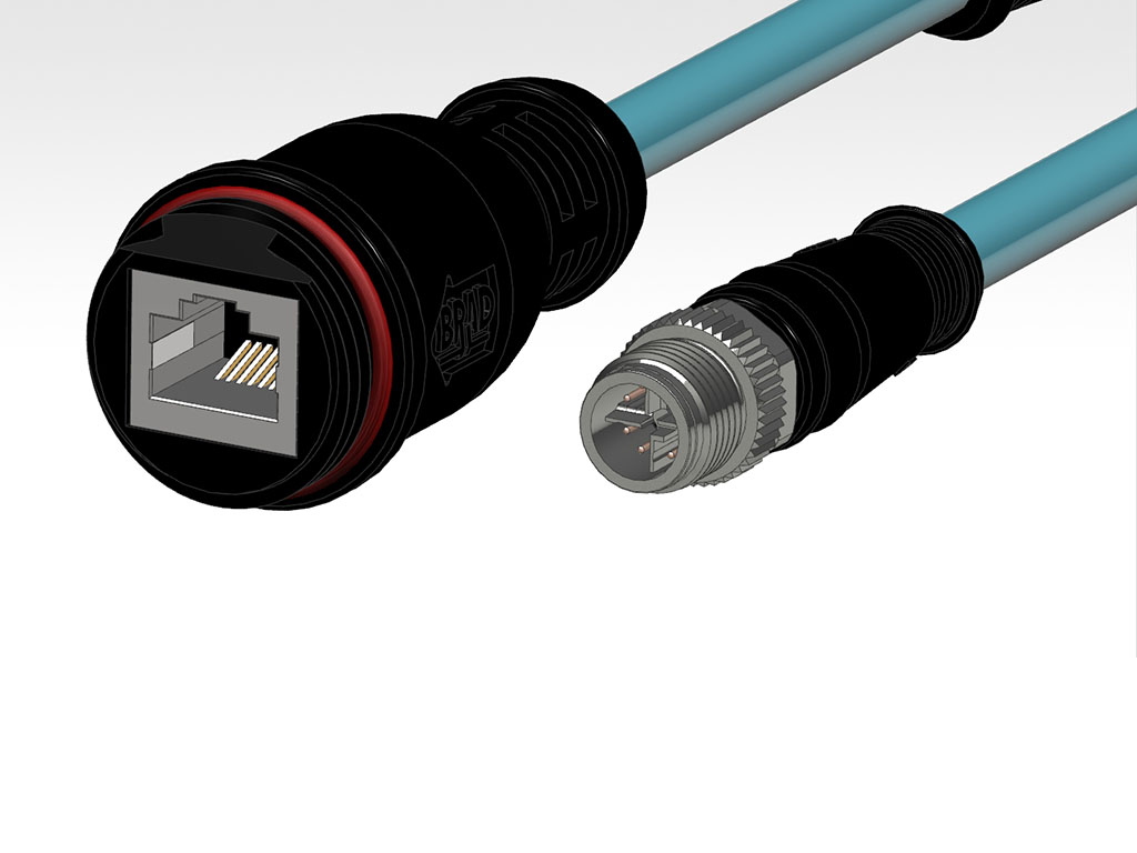 MOLEX 1203411102 Micro-Change (M12) to Standard RJ-45 Double-Ended Cordset, 8 Poles, X-Coded, Male (Straight) to Female RJ-45 (Straight), 26 AWG, Green Teal Shielded TPE Cable, 1.0m (3.28') Length