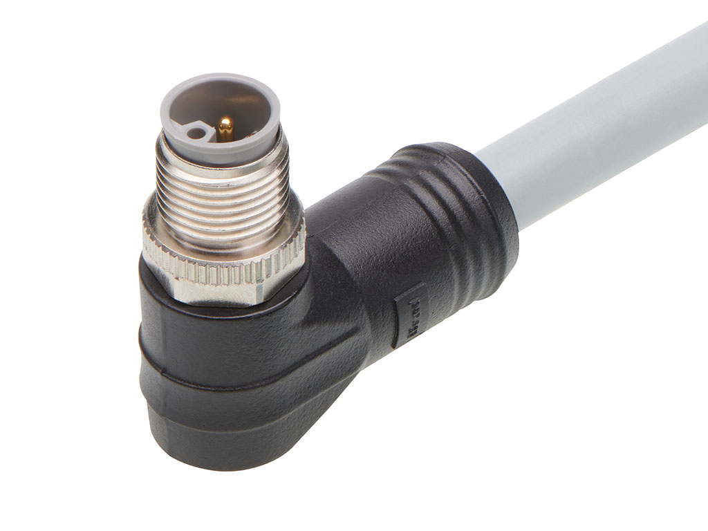 MOLEX 1205000321 Micro-Change (M12) Single-Ended Cordset, 5 Poles, L-Coded, Male (90°) to Pigtail,16 AWG, Gray TPU WSOR Cable, 1.0m (3.28') Length