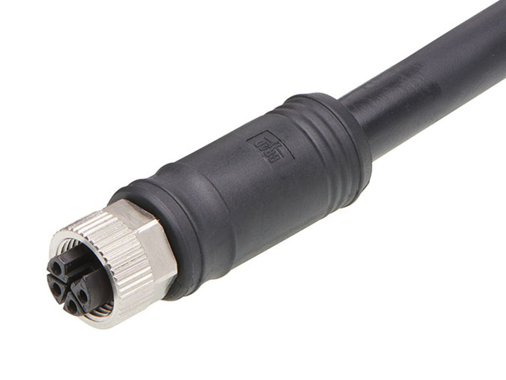 MOLEX 1205000333 Micro-Change (M12) Single-Ended Cordset, 4 Poles, L-Coded, Female (Straight) to Pigtail, 16 AWG, Black TPU WSOR Cable, 15.0m (49.21') Length