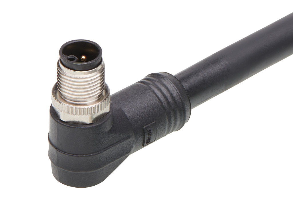 MOLEX 1205000353 Micro-Change (M12) Single-Ended Cordset, 4 Poles, L-Coded, Male (90°) to Pigtail, 16 AWG, Black TPU WSOR Cable, 10.0m (32.81') Length