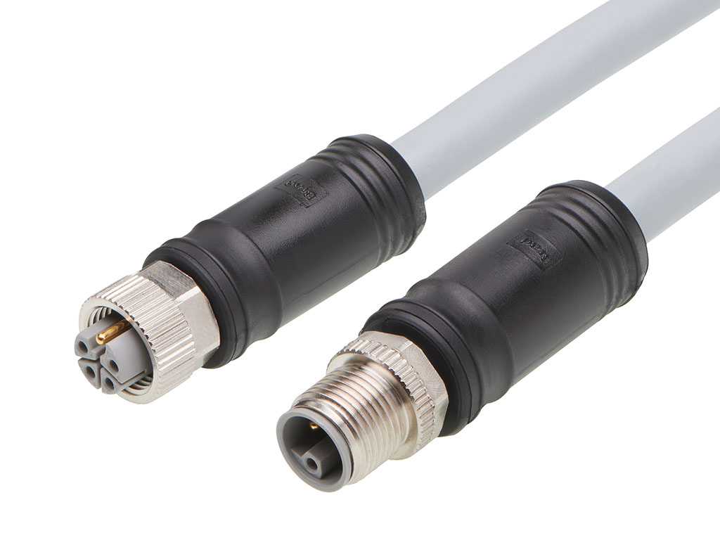 MOLEX 1205010207 Micro-Change (M12) Double-Ended Cordset, 5 Poles, L-Coded, Female (Straight) to Male (Straight), 16 AWG, Gray TPU WSOR Cable, 20.0m (65.62') Length
