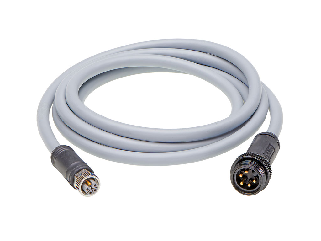 MOLEX 1205050102 Micro-Change (M12) Double-Ended Cordset, 5 Poles, Female M12 L-Coded (Straight) to Male Mini-Change (Straight), 16 AWG, Black TPU WSOR Cable, 10.0m (32.81') Length