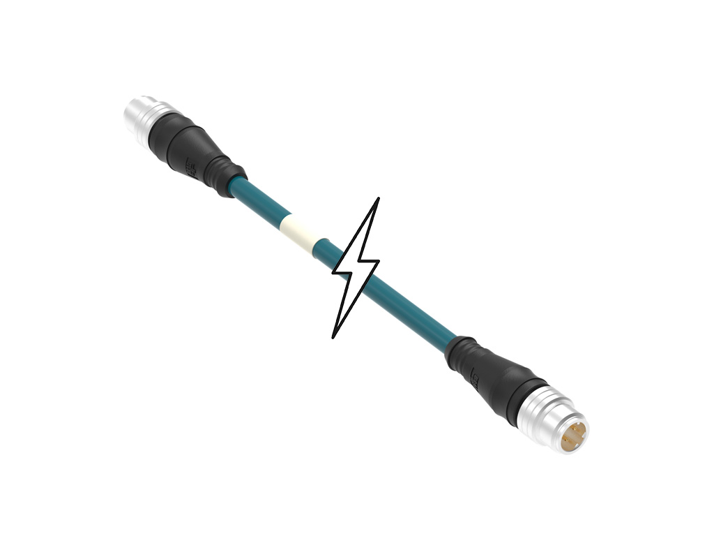 MOLEX 1300480101 Micro-Change (M12) Double-Ended Cordset, 4 Poles, D-Coded, Male (Straight) to Male (Straight), 24 AWG, Teal TPE Cable, 7.0m (22.97') Length
