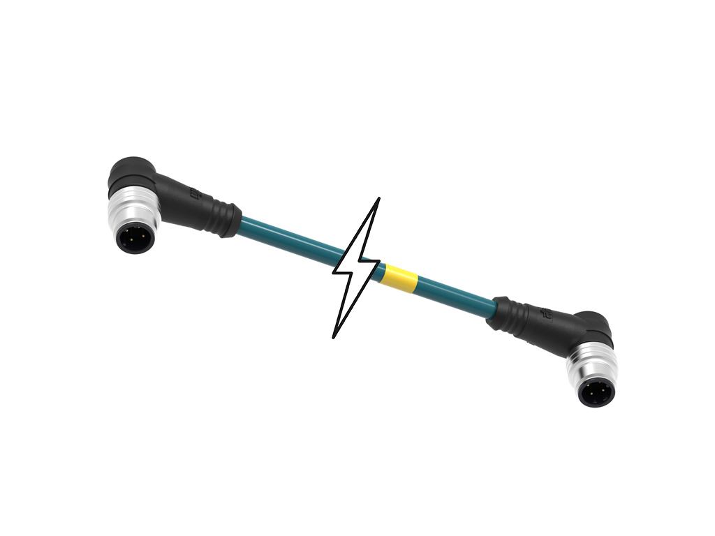 MOLEX 1300480183 Micro-Change (M12) Double-Ended Cordset, 4 Poles, D-Coded, Male (90°) to Male (90°), 26 AWG, PVC Cable, 5.0m (16.40') Length