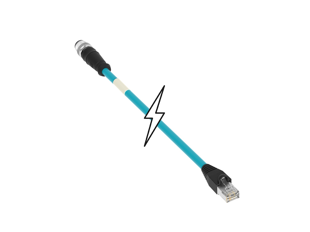 MOLEX 1300480248 Micro-Change (M12) to Standard RJ-45 Double-Ended Cordset, 4 Poles, D-Coded, Male (Straight) to Male RJ-45 (Straight), 24 AWG, Teal Unshielded PVC Cat5e Cable, 5.0m (16.40') Length