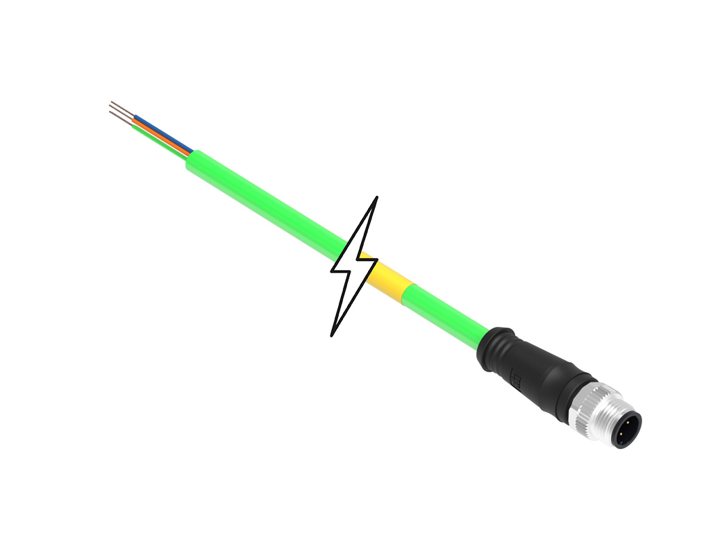 MOLEX 1300480282 Micro-Change (M12) Single-Ended Cordset, 4 Poles, D-Coded, Male (Straight) to Pigtail, 22 AWG, Shielded PUR Cable, 10.0m (32.81') Length