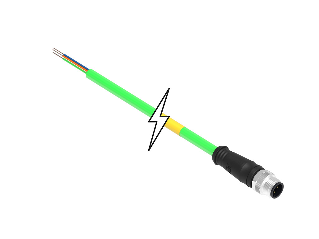 [1300480296] MOLEX 1300480296 Micro-Change (M12) Single-Ended Cordset, 4 Poles, D-Coded, Male (Straight) to Pigtail, 22 AWG, Green TPU WSOR Cable, 10.0m (32.81') Length