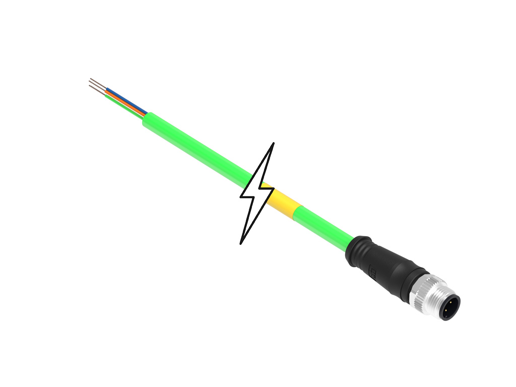 MOLEX 1300480298 Micro-Change (M12) Single-Ended Cordset, 4 Poles, D-Coded, Male (Straight) to Pigtail, 22 AWG, Green TPU WSOR Cable, 30.0m (98.40') Length