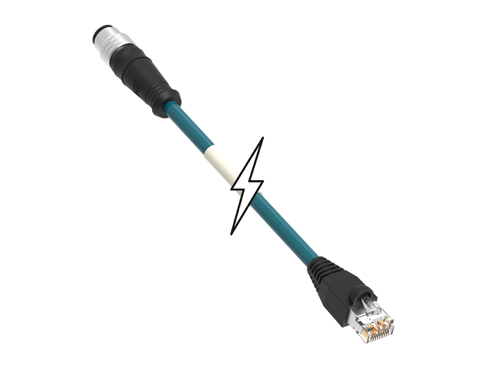 MOLEX 1300480316 Micro-Change (M12) Double-Ended Cordset, 4 Poles, D-Coded, Male (Straight) to Male (Straight), 24 AWG, Teal TPE Cable, 23.0m (75.46') Length