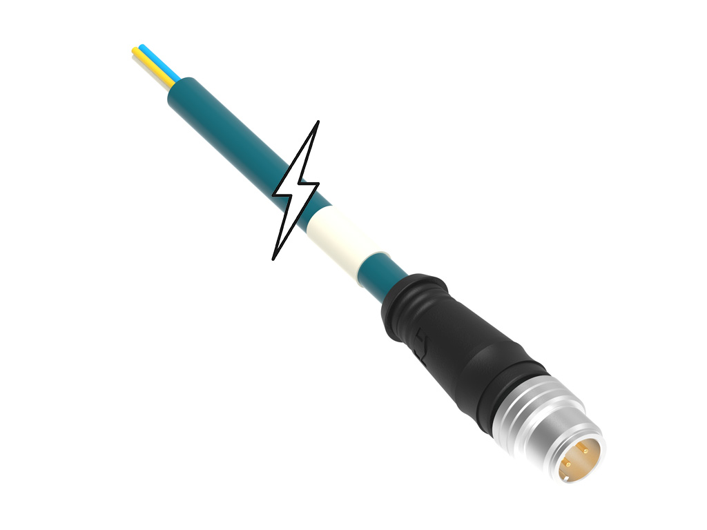 [1300488006] MOLEX 1300488006 Micro-Change (M12) Single-Ended Cordset, 4 Poles, D-Coded, Male (Straight) to Pigtail, 26 AWG, PVC Cable, 20.0m (65.62') Length