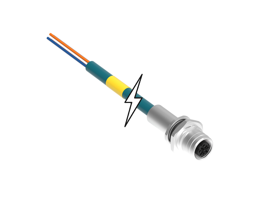 MOLEX 1300540012 Micro-Change (M12) Single-Ended Receptacle, 4 Poles, D-Coded, Female (Straight) to Pigtail, Length 0.20m (7.87")