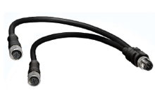 MOLEX 1200090091 Micro-Change (M12) In-Line Splitter, 4 Pole, 1 x 4-Pole Male (Straight) to 2 x 3-Pole Female (Straight), 22 AWG TPE Cable, 0.80m Length