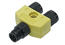 MOLEX 1200685035 Micro-Change (M12) Solid Body Splitter, 1 x 4-Pole Male to 2 x 3-Pole Females, Clear Overmold with LEDs