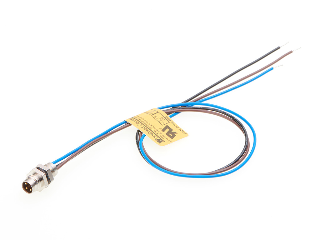 MOLEX 1200310004 Nano-Change (M8) Receptacle, 3 Poles, A-Coded, M8 x 0.5 Mounting Threads, Male (Straight) to 22 AWG Leads, 0.30m (11.81") Length