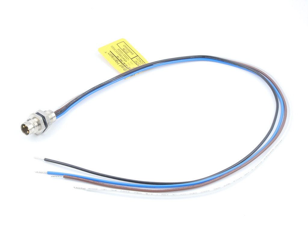 [1200310006] MOLEX 1200310006 Nano-Change (M8) Receptacle, 4 Poles, A-Coded, M8 x 0.5 Mounting Threads, Male (Straight) to 22 AWG Leads, 0.30m (11.81") Length