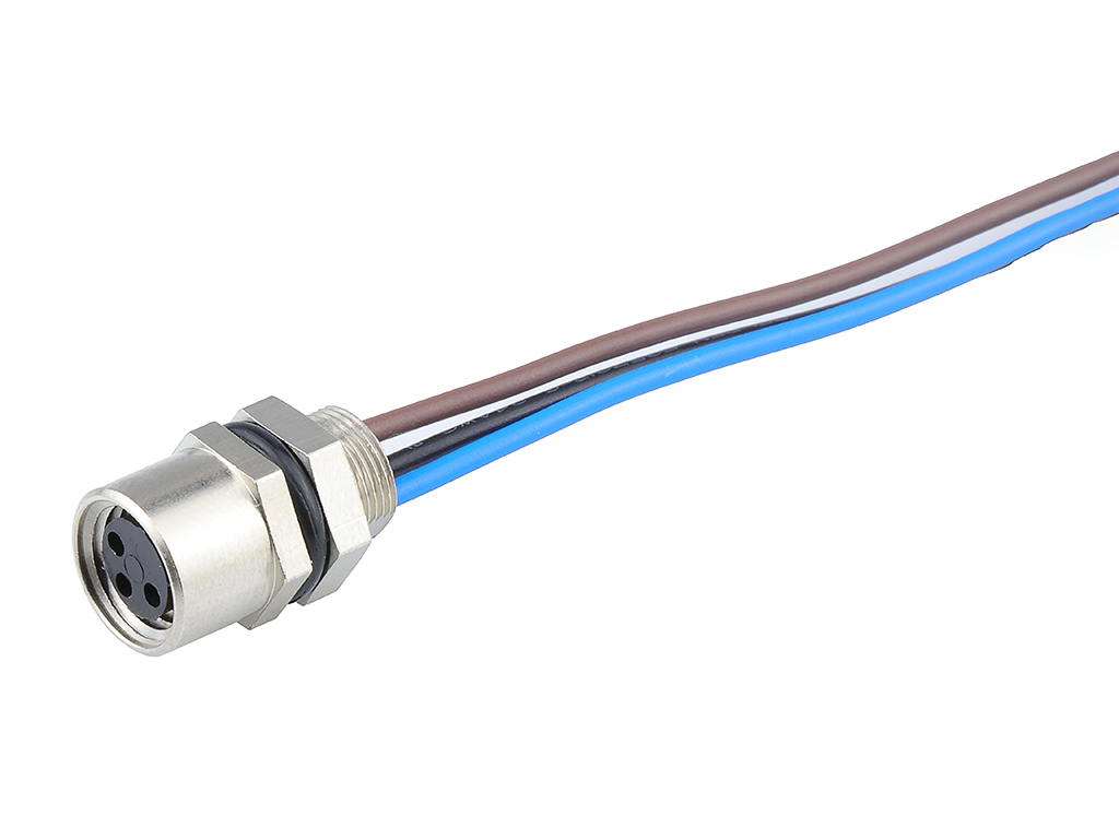 [1200310015] MOLEX 1200310015 Nano-Change (M8) Receptacle, 3 Poles, A-Coded, M8 x 0.5 Mounting Threads, Female (Straight) to 22 AWG Leads, 0.30m (11.81") Length