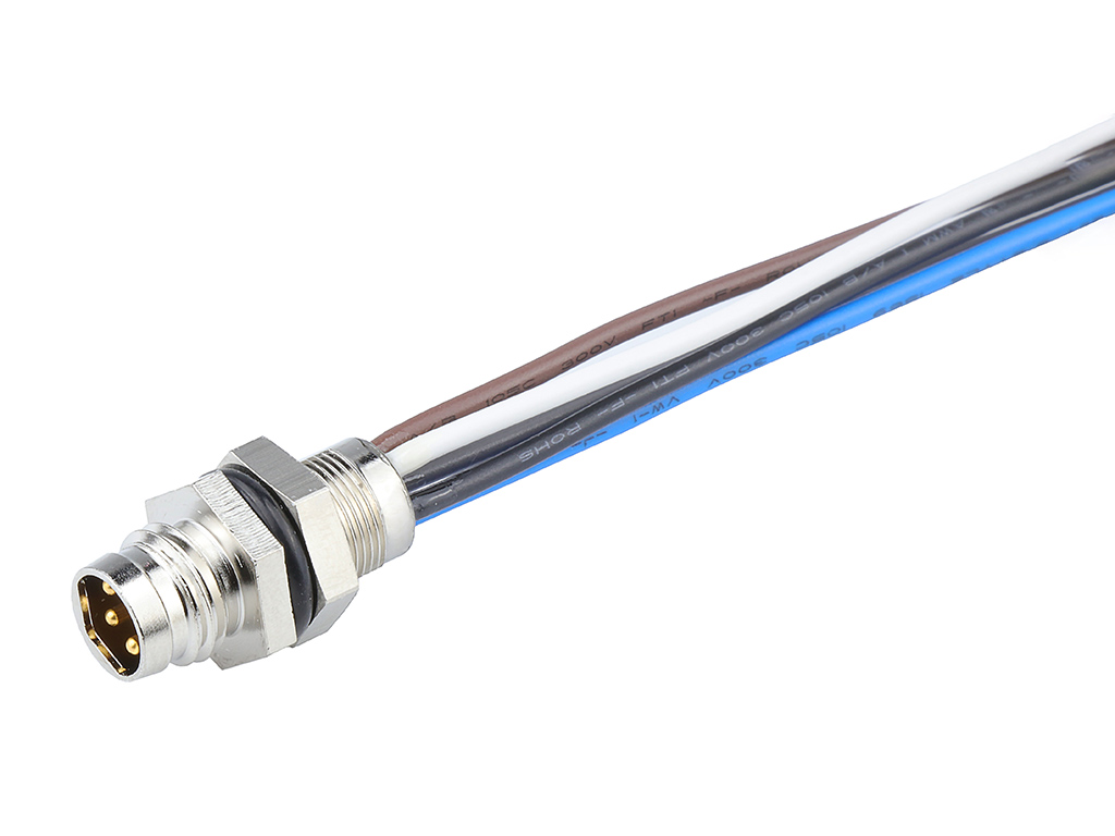 MOLEX 1200310027 Nano-Change (M8) Receptacle, 5 Poles, B-Coded, M8 x 0.5 Mounting Threads, Male (Straight) to 22 AWG Leads, 0.30m (11.81") Length