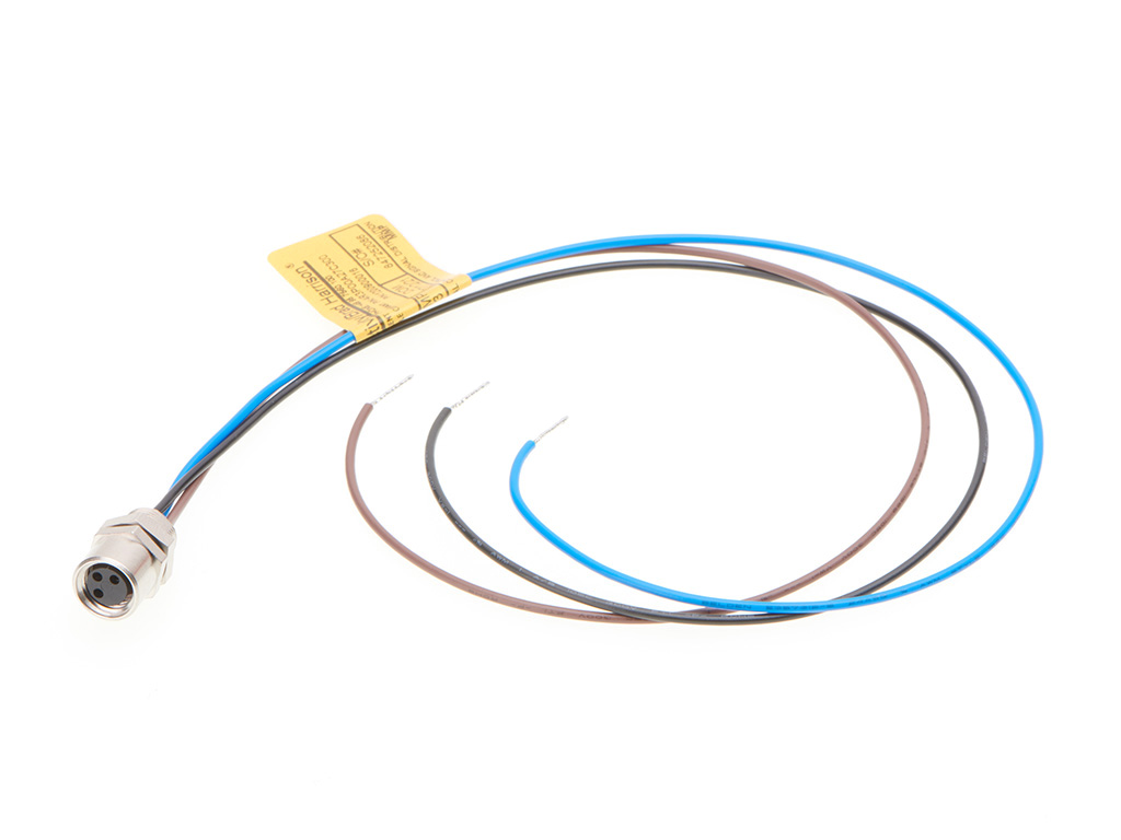 MOLEX 1200900016 Nano-Change (M8) Receptacle, 3 Poles, A-Coded, M8 x 0.5 Mounting Threads, Female (Straight) to 24 AWG Leads, 0.30m (11.81") Length