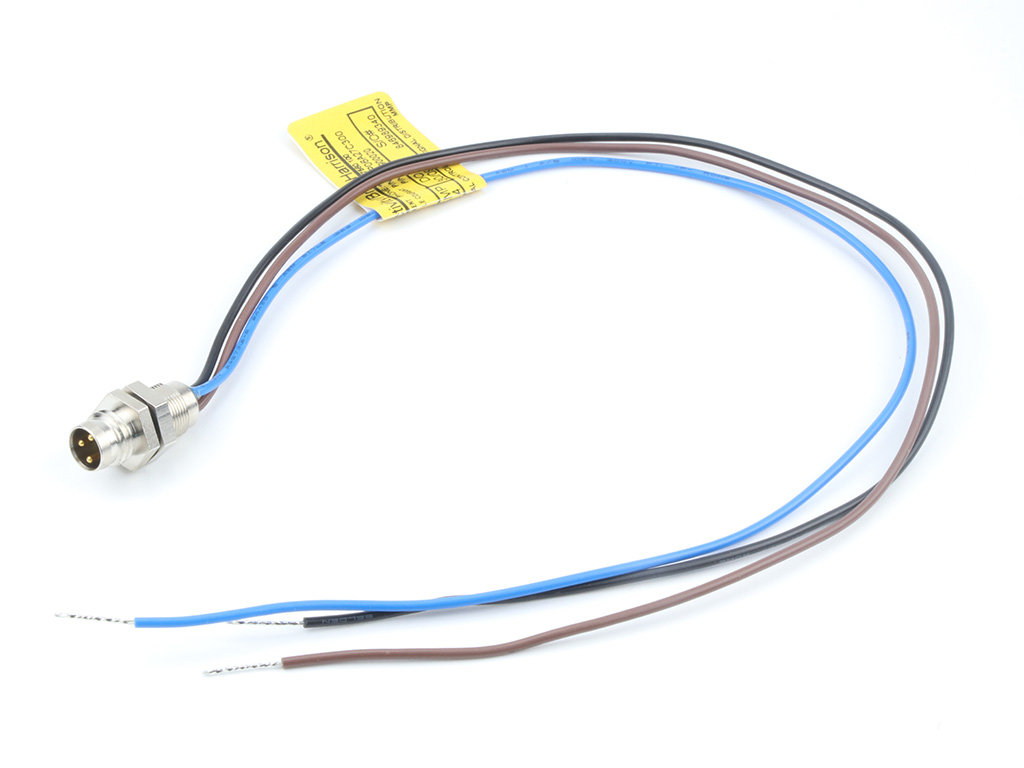 [1200900020] MOLEX 1200900020 Nano-Change (M8) Receptacle, 3 Poles, A-Coded, M8 x 0.5 Mounting Threads, Male (Straight) to 24 AWG Leads, 0.30m (11.81") Length