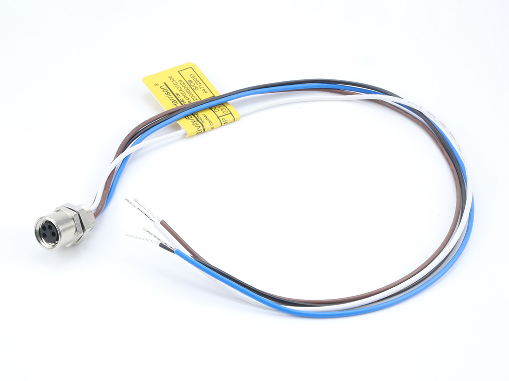 MOLEX 1200900029 Nano-Change (M8) Receptacle, 4 Poles, A-Coded, M8 x 0.5 Mounting Threads, Female (Straight) to 24 AWG Leads, 0.30m (11.81") Length