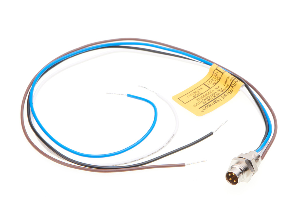 MOLEX 1200900032 Nano-Change (M8) Receptacle, 4 Poles, A-Coded, M8 x 0.5 Mounting Threads, Male (Straight) to 24 AWG Leads, 0.30m (11.81") Length