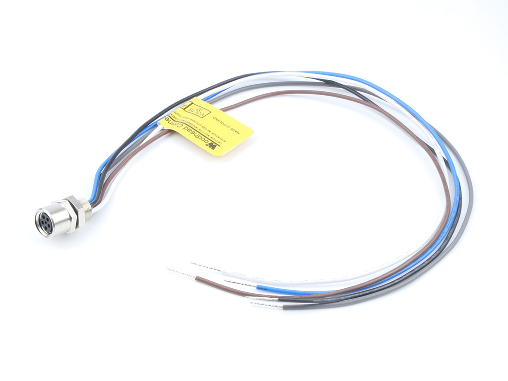 [1200900037] MOLEX 1200900037 Nano-Change (M8) Receptacle, 5 Poles, B-Coded, M8 x 0.5 Mounting Threads, Female (Straight) to 24 AWG Leads, 0.30m (11.81") Length