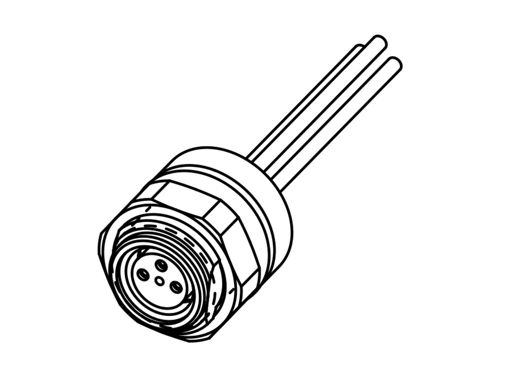 [1200908056] MOLEX 1200908056 Nano-Change (M8) Receptacle, 5 Poles, B-Coded, M8 x 1.0 Mounting Threads, Female (Straight) to Leads, Back Panel Mount, 0.20m (7.87") Length