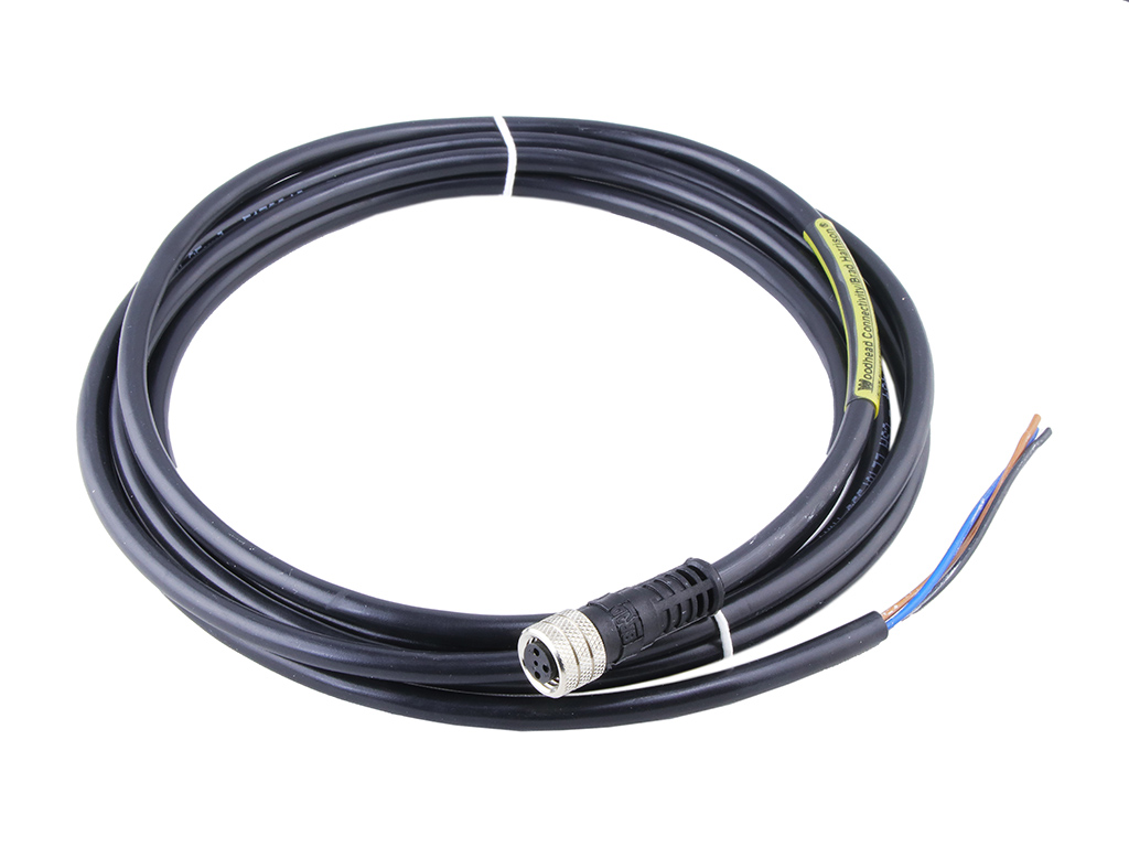 MOLEX 1200270066 Nano-Change (M8) Single-Ended Cordset, 3 Poles, Female (Straight) to Pigtail, 0.25mm² Black PVC Cable, 2.0m (6.56') Length
