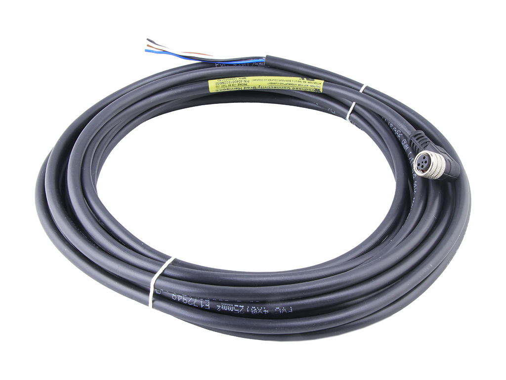 MOLEX 1200270153 Nano-Change (M8) Single-Ended Cordset with Knurled Hexnut, 4 Poles, A-Coded, Female (90°) to Pigtail, 0.25mm² Black PVC Cable, 5.0m (16.40') Length