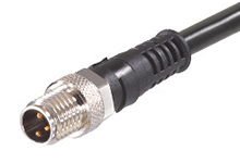 MOLEX 1200868175 Nano-Change (M8) Single-Ended Cordset with Knurled Hexnut, 5 Poles, B-Coded, Male (Straight) to Pigtail, 0.25mm² Black PVC Cable, 10.0m (32.81') Length