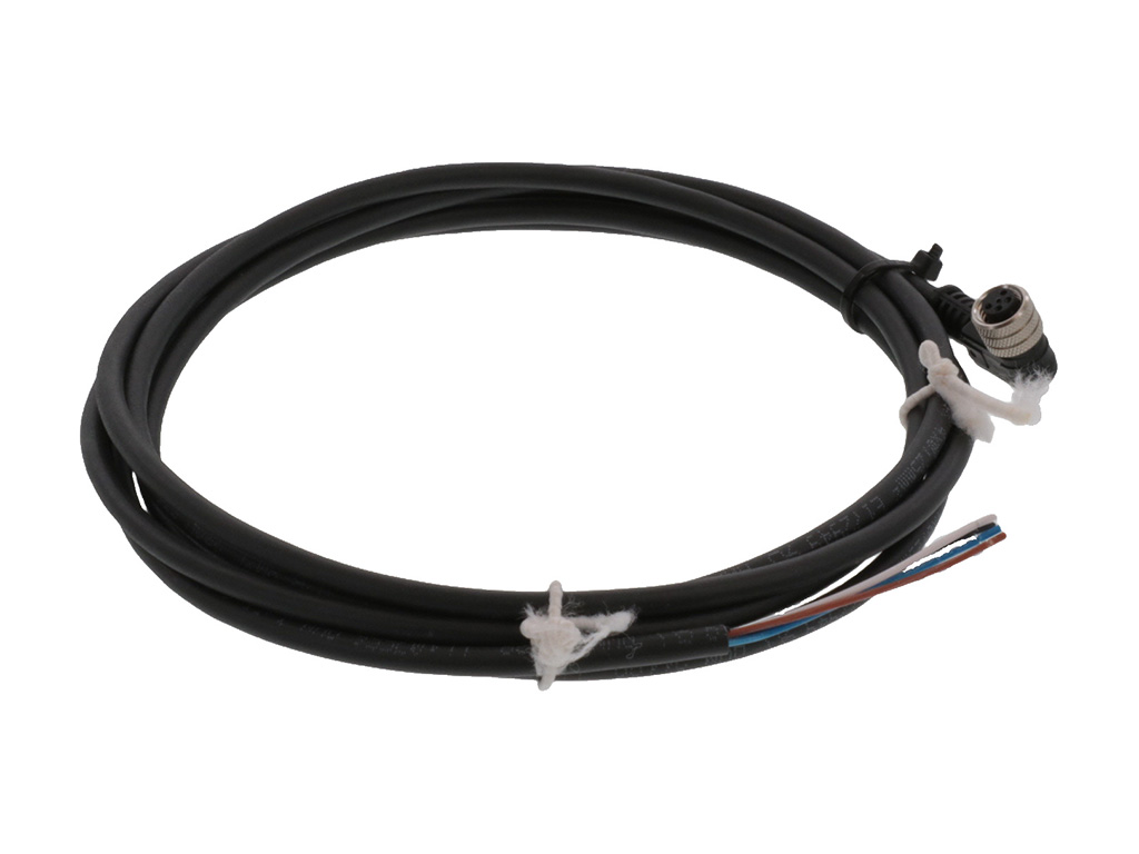 MOLEX 1200868356 Nano-Change (M8) Single-Ended Cordset with Knurled Hexnut, 4 Poles, A-Coded, Female (90°) to Pigtail, 0.25mm² Black PVC Cable, 1.0m (3.28') Length