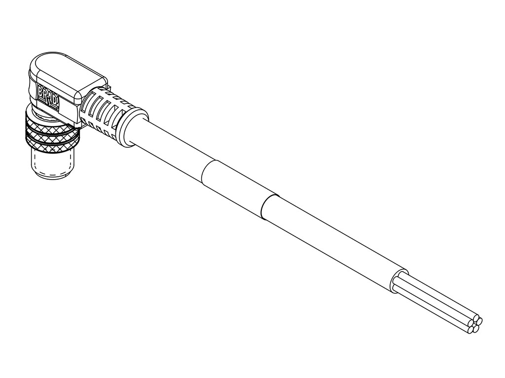[1200868850] MOLEX 1200868850 Nano-Change (M8) Single-Ended Cordset with Knurled Hexnut, 5 Poles, B-Coded, Male (90°) to Pigtail, 0.25mm² Black PUR Cable, 1.0m (3.28') Length
