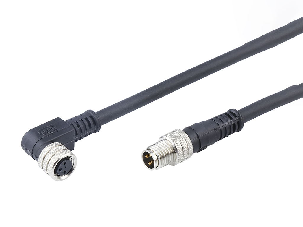 [1200878316] MOLEX 1200878316 Nano-Change (M8) Double-Ended Cordset, 3 Poles, Female (90°) to Male (Straight), 24 AWG, PUR/VPC Cable, 1.0m (3.28') Length, PUR Cable Preferred Version in Europe