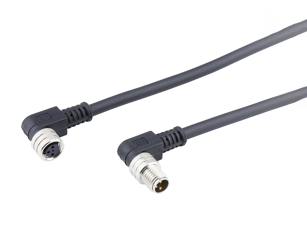 [1200878329] MOLEX 1200878329 Nano-Change (M8) Double-Ended Cordset, 3 Poles, Female (90°) to Male (90°), 24 AWG, PVC Cable, 1.0m (3.28') Length