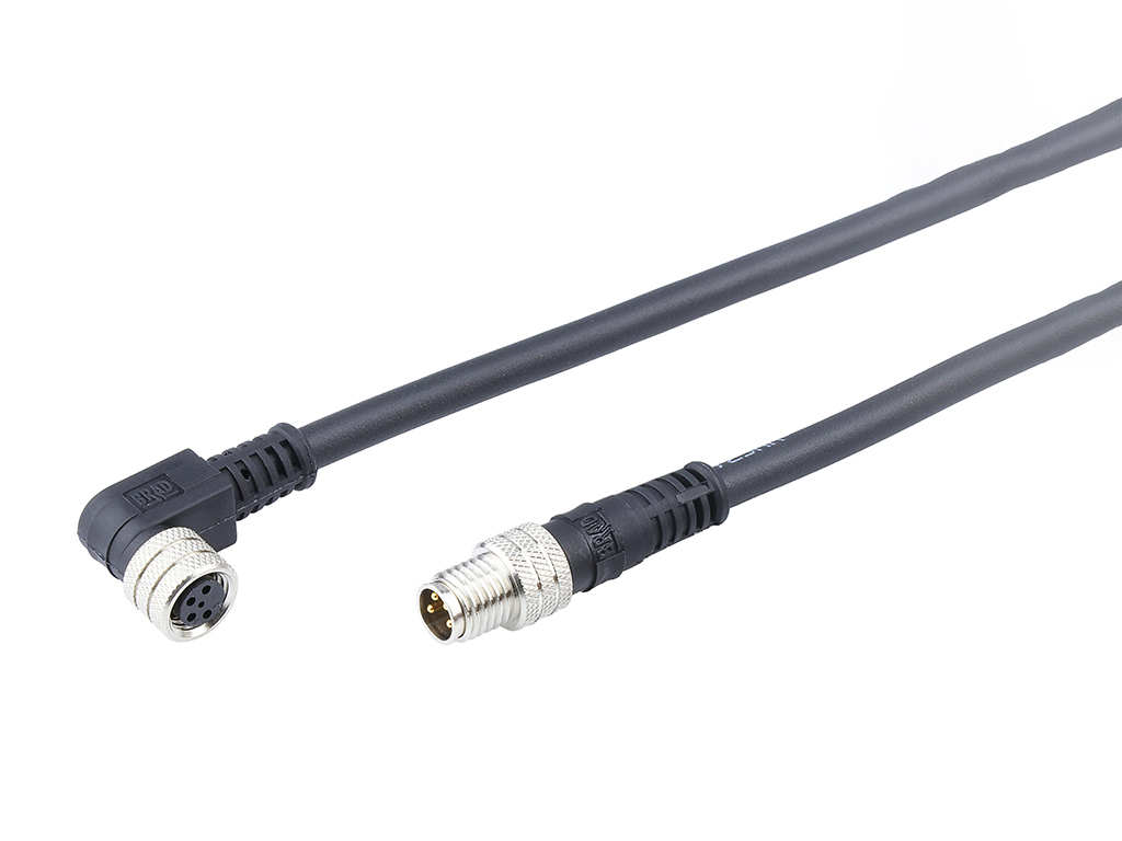[1200878372] MOLEX 1200878372 Nano-Change (M8) Double-Ended Cordset, 4 Poles, Female (90°) to Male (Straight), 24 AWG, PUR/VPC Cable, 1.0m (3.28') Length, PUR Cable Preferred Version in Europe