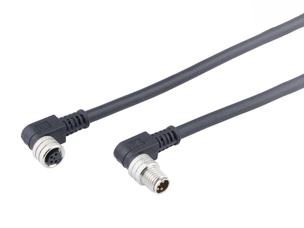 MOLEX 1200878380 Nano-Change (M8) Double-Ended Cordset, 4 Poles, Female (90°) to Male (90°), 24 AWG, PUR/VPC Cable, 1.0m (3.28') Length, PUR Cable Preferred Version in Europe