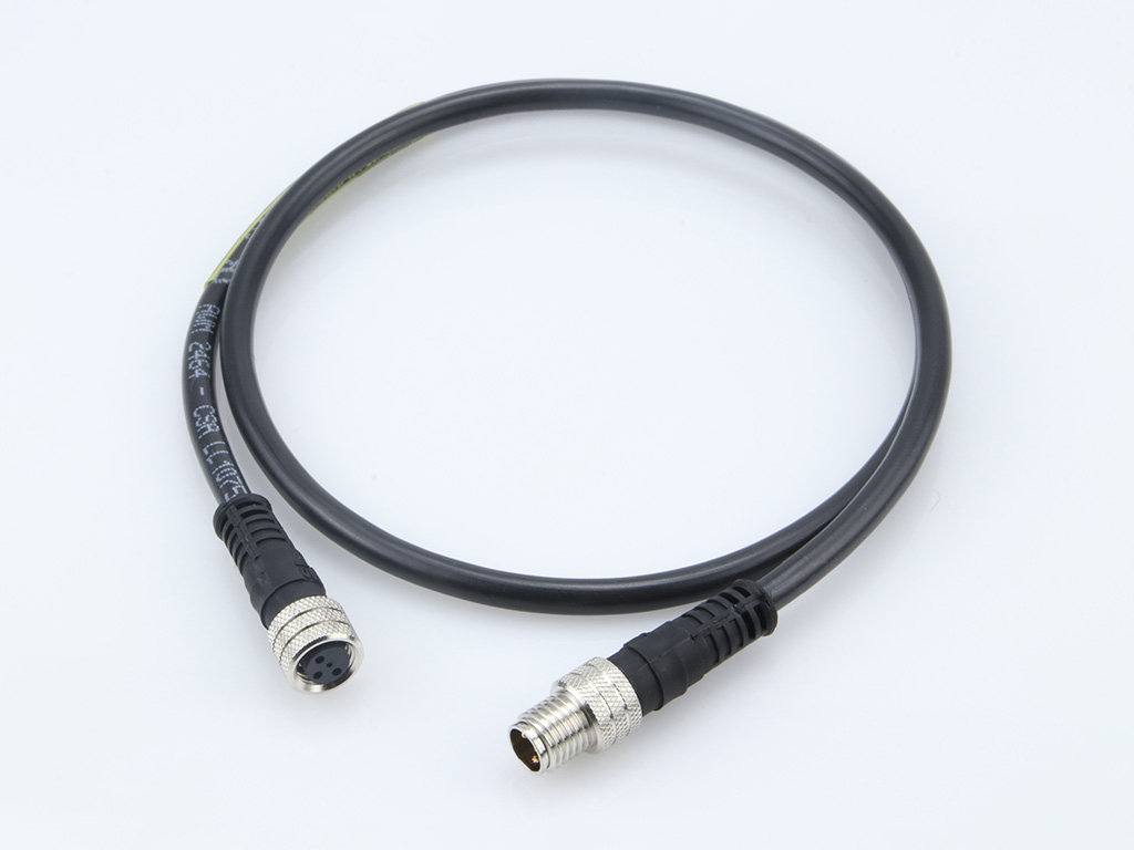 MOLEX 1200878500 Nano-Change (M8) Double-Ended Cordset with Knurled Hexnut, 3 Poles, A-Coded, Male (Straight) to Female (Straight), 24 AWG, Black PUR LSOH Cable, 1.0m (3.28') Length