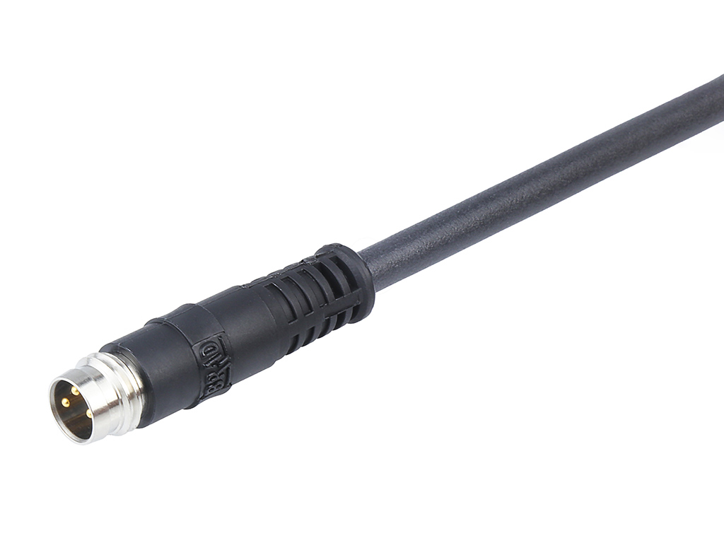 MOLEX 1200888093 Nano-Change (M8) Single-Ended Cordset, 3 Poles, Male (Straight) with Snap Coupling to Pigtail, 24 AWG, PVC Cable, 2.0m (6.56') Length