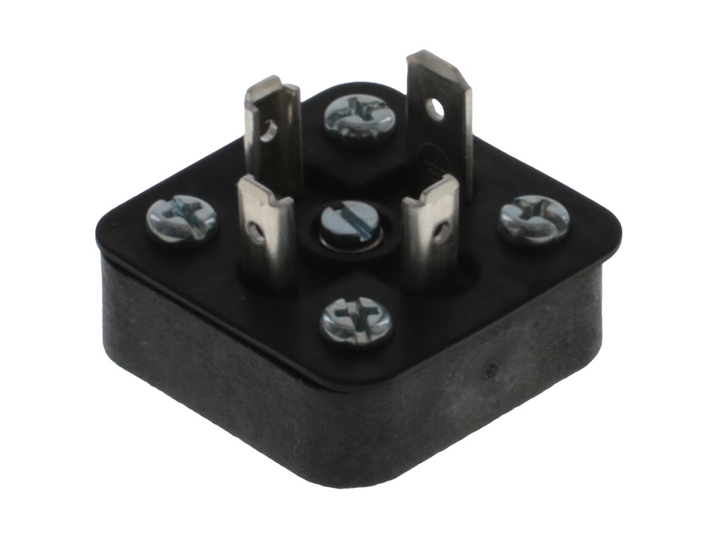 [1210120175] MOLEX 1210120175 mPm DIN Base, Form A-18mm, B26 Base, 3 Pole Plus Ground Terminal, 250V AC/300V DC, Black, Nitrile Gasket with Screw, UL94-V0 Rated